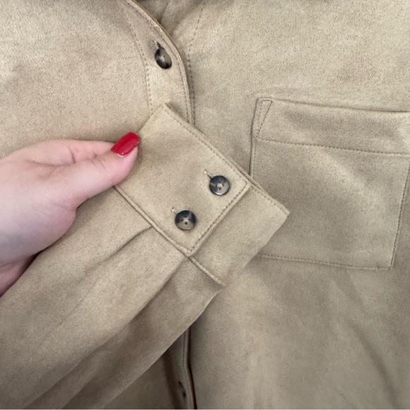 J. Jill Faux Suede Heavierweight Button Down Shirt Women’s Size Medium Petite - Picture 4 of 7